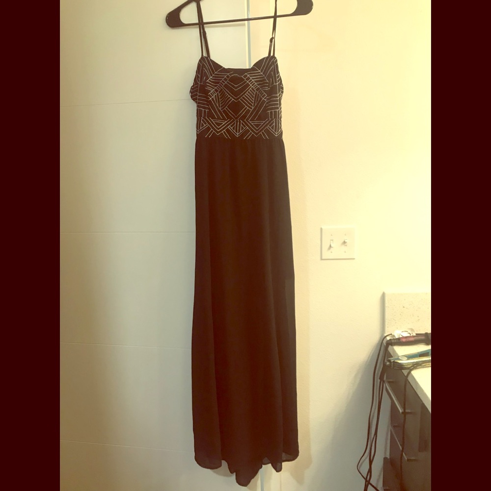Black with white stitching Maxi dress